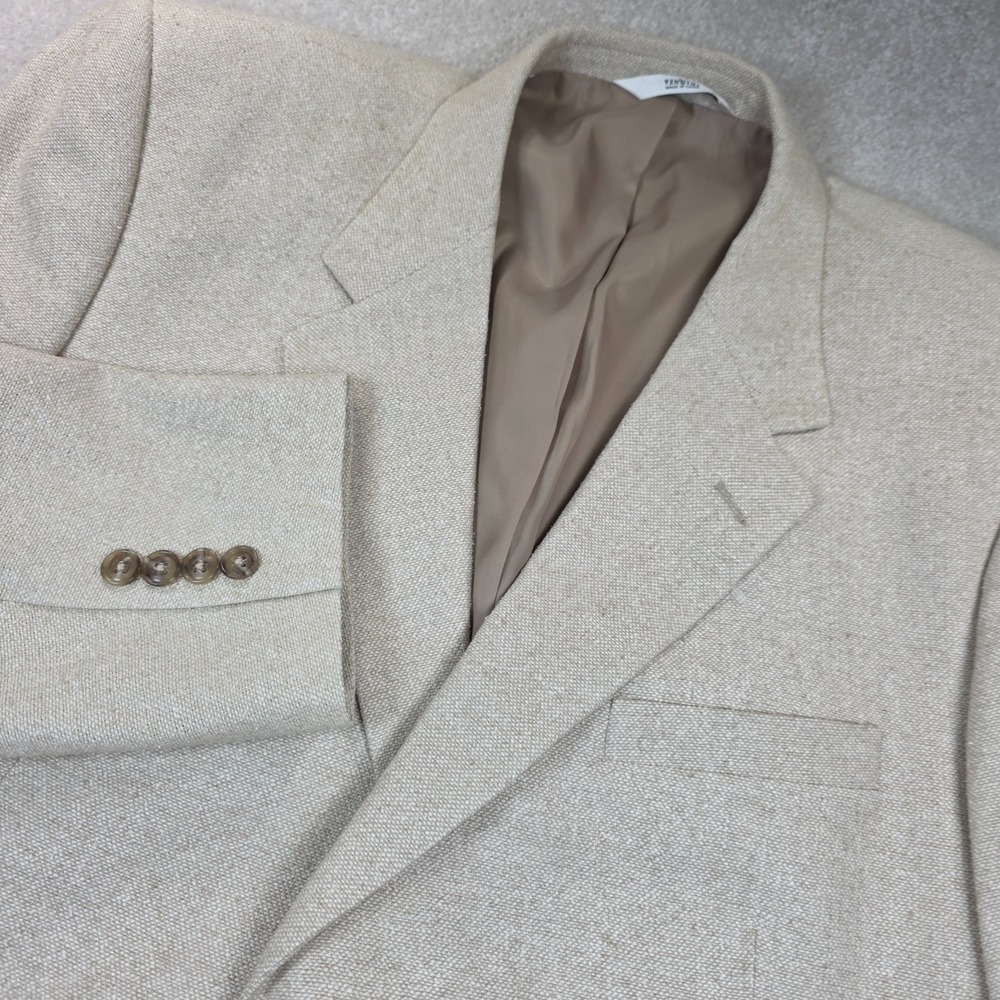 Versini Sport Coat Mens 44 Short Beige Single Breasted Long Sleeve Notch Lapel